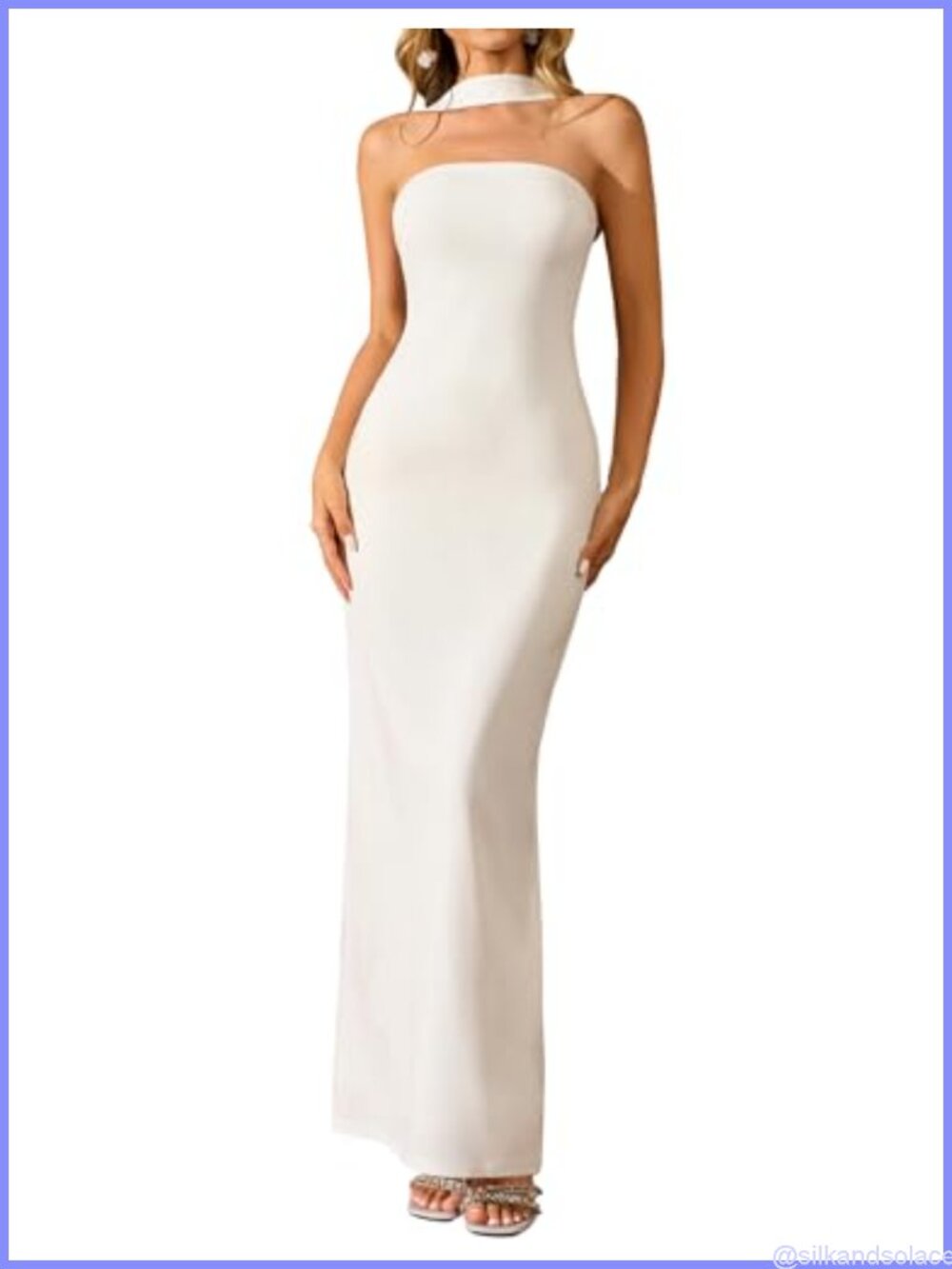 Elegant Bodycon Maxi Dress Backless Halter Stretch
